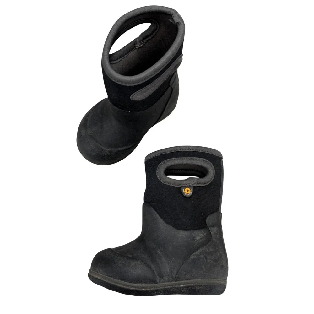 Bogs Classic Solid Kids Black Waterproof Insulated Rain Boots Toddler Size 4